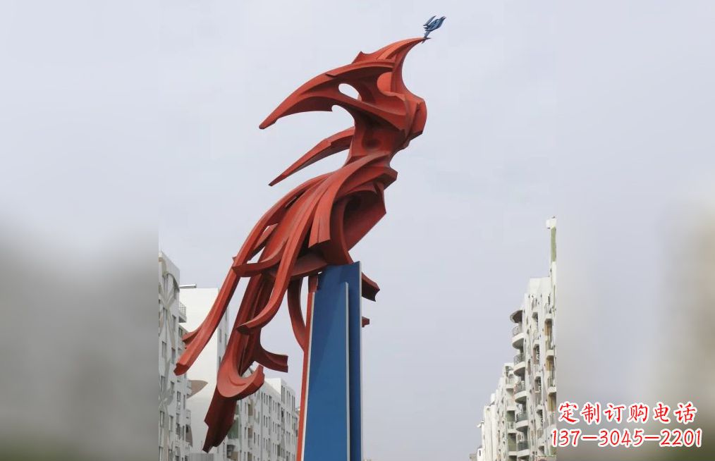 聊城广场不锈钢凤凰抽象雕塑