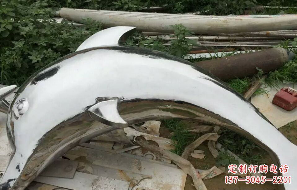 聊城广场不锈钢海豚雕塑 (2)