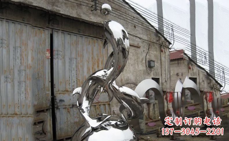 聊城广场不锈钢海豚雕塑