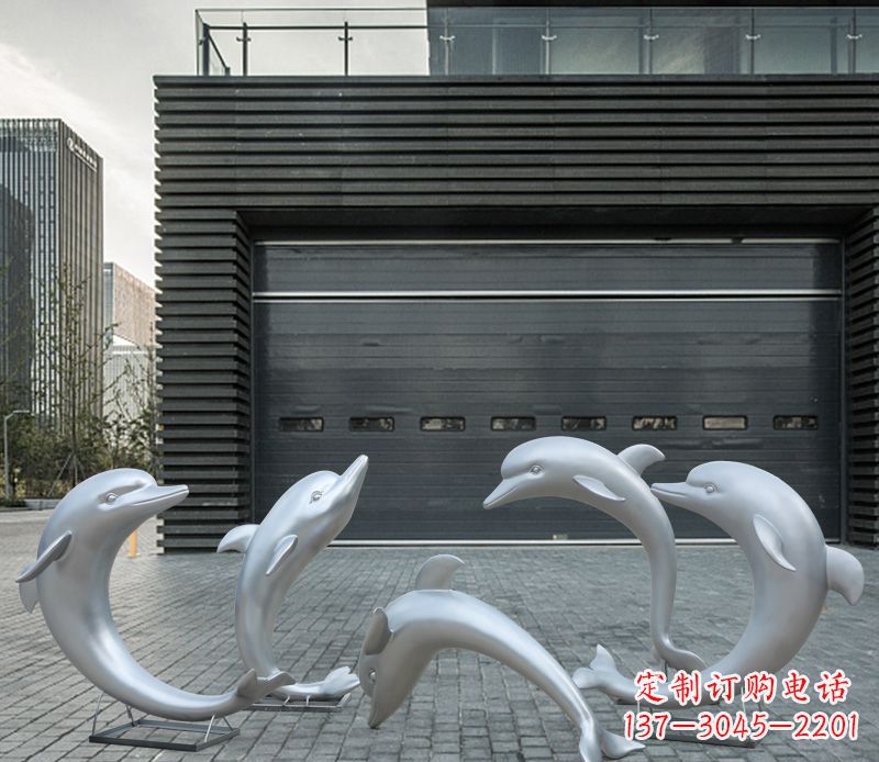聊城广场不锈钢海豚景观雕塑