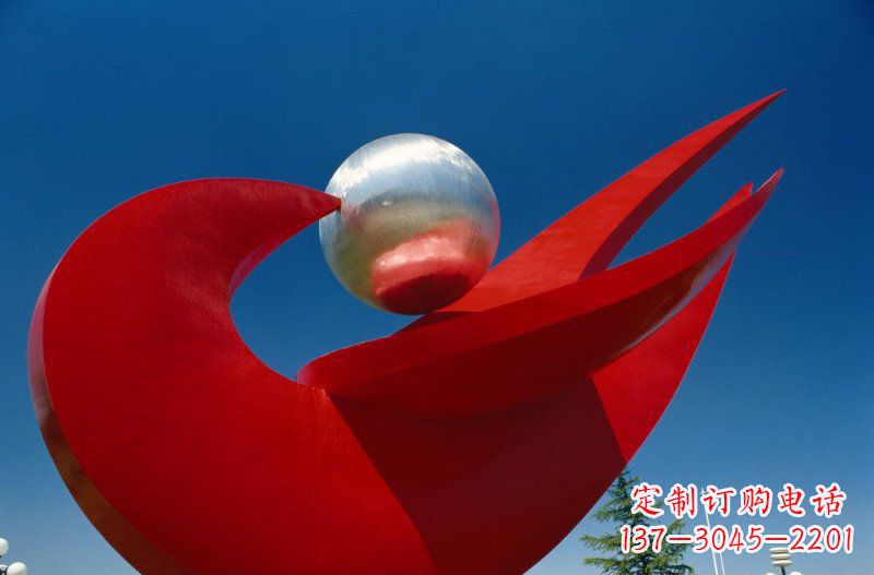 聊城广场不锈钢和平鸽明珠雕塑 (2)