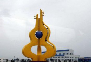 聊城中领雕塑：葫芦琵琶不锈钢雕塑