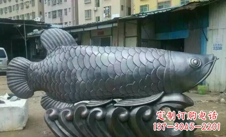 聊城广场不锈钢金龙鱼雕塑 (2)