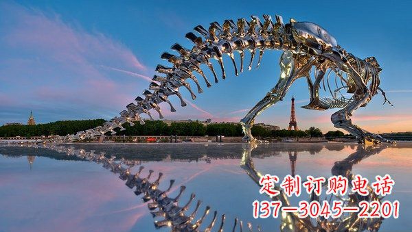 聊城广场不锈钢恐龙骨架雕塑