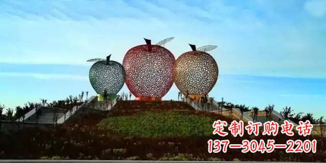 聊城精美大气的不锈钢苹果雕塑
