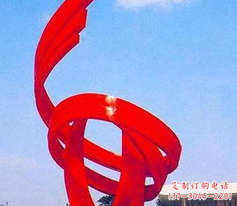 聊城中领雕塑出品:不锈钢螺旋飘带景观雕塑