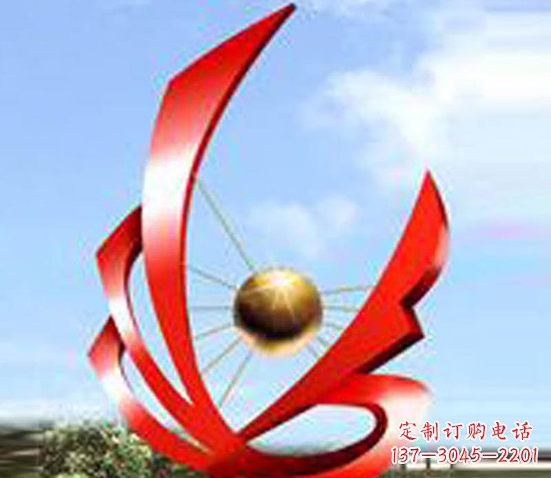 聊城让风带来梦想——中领雕塑飘带球网景观雕塑