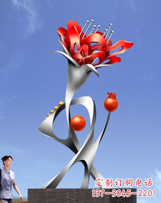聊城精美不锈钢石榴花雕塑,震撼了审美的眼睛