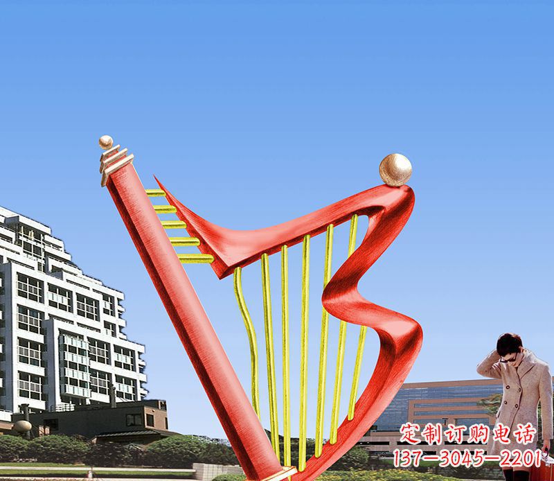 聊城精美不锈钢竖琴雕塑