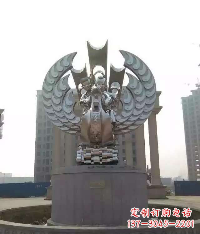 聊城广场不锈钢童趣凤凰雕塑