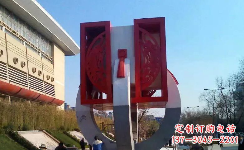 聊城广场不锈钢圆环雕塑 (2)