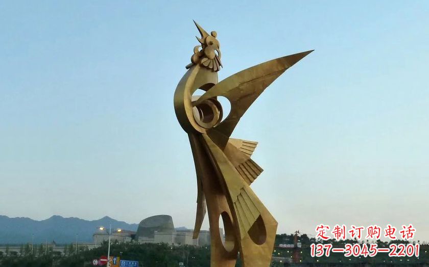 聊城中领雕塑出品古典典雅不锈钢凤凰雕塑