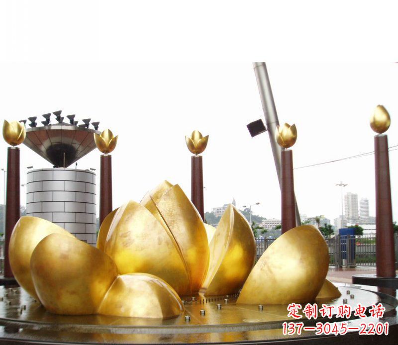 聊城全新设计!中领雕塑莲花抽象广场雕塑