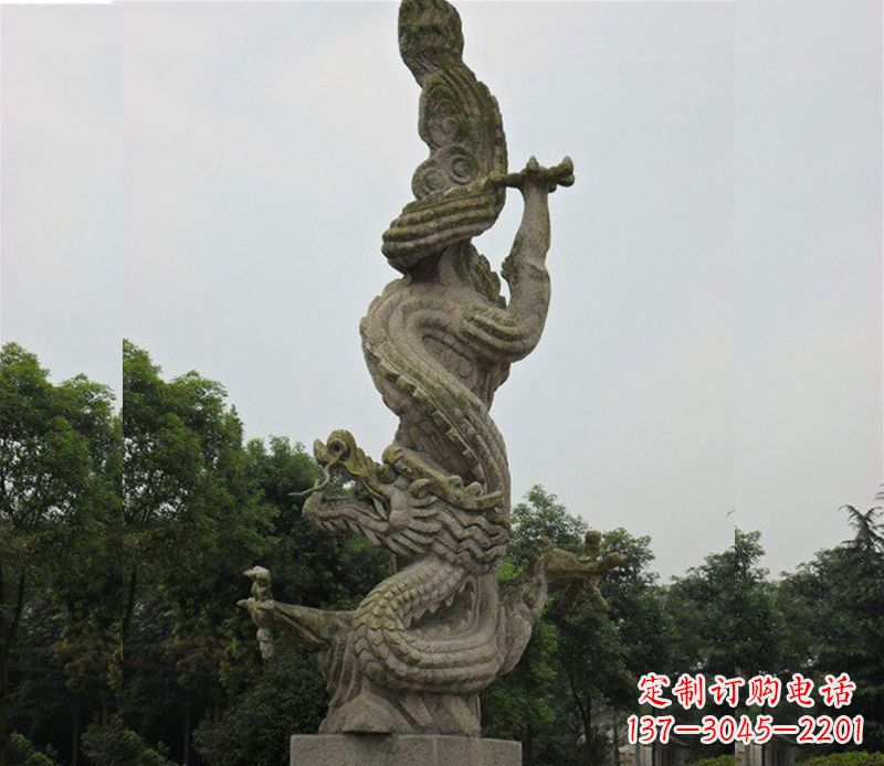 聊城中领雕塑|古典美感的大理石龙雕塑