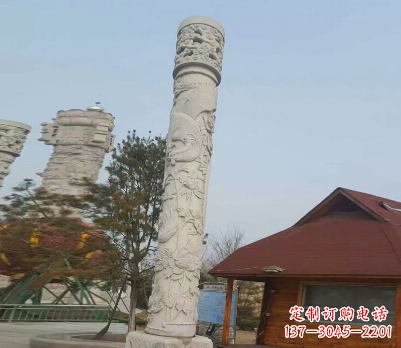 聊城迎宾龙柱石雕——大理石景观雕刻精美艺术品