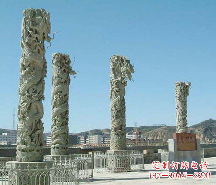 聊城中领雕塑的大理石盘龙柱景观石雕