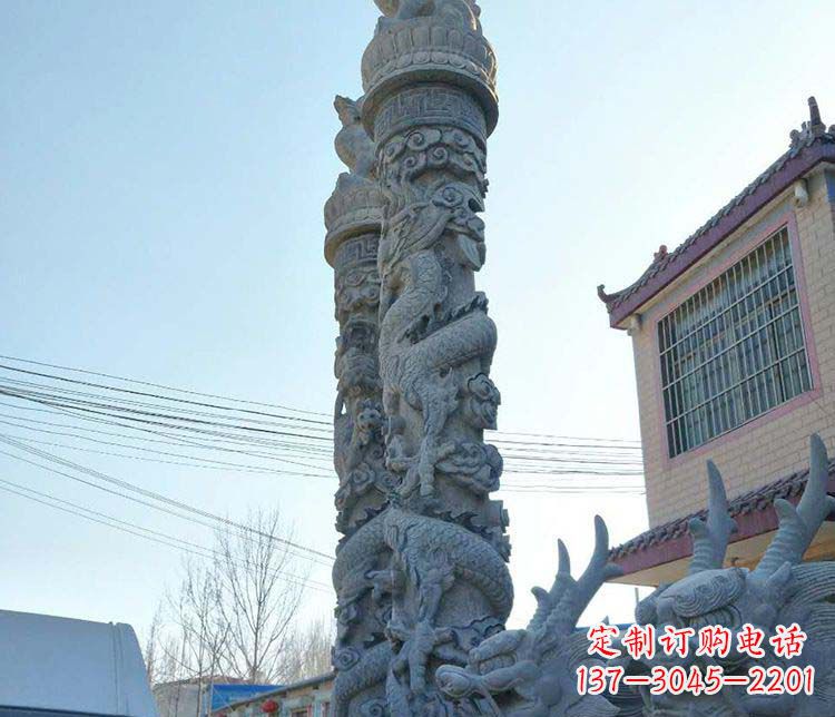 聊城精美广场大理石龙柱雕塑