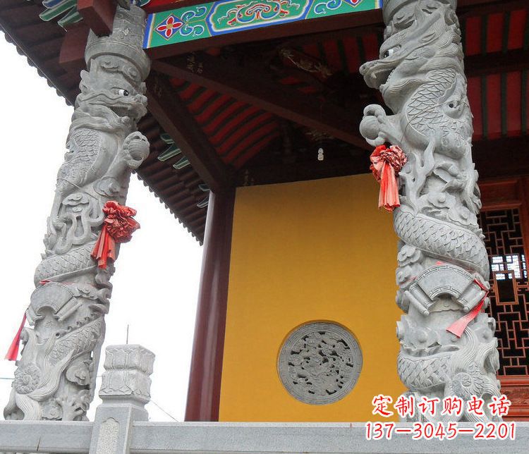 聊城精美大理石龙柱雕塑