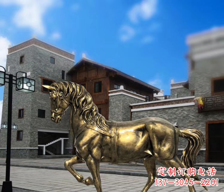 聊城广场仿铜奔马雕塑 玻璃钢公园景观动物雕塑