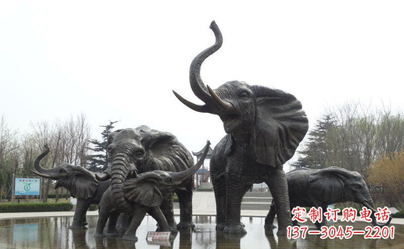 聊城广场仿真大象玻璃钢动物雕塑