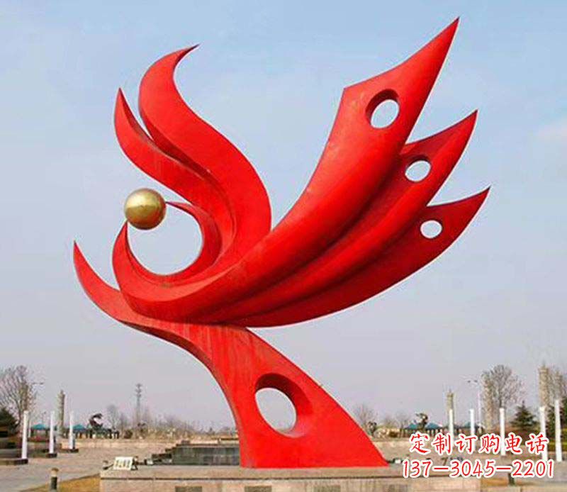 聊城广场凤凰宝地不锈钢雕塑