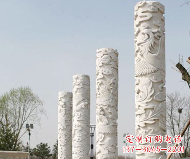 聊城广场凤凰浮雕龙柱景观石雕