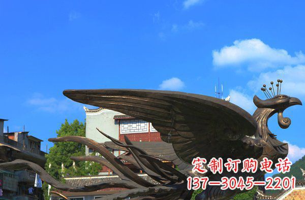 聊城广场凤凰动物铜雕