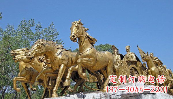 聊城中领雕塑:精美古典马车铜雕