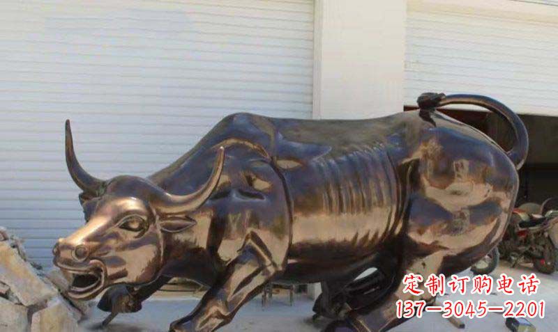 聊城广场华尔街铜牛动物铜雕-优质的动物铜雕定制