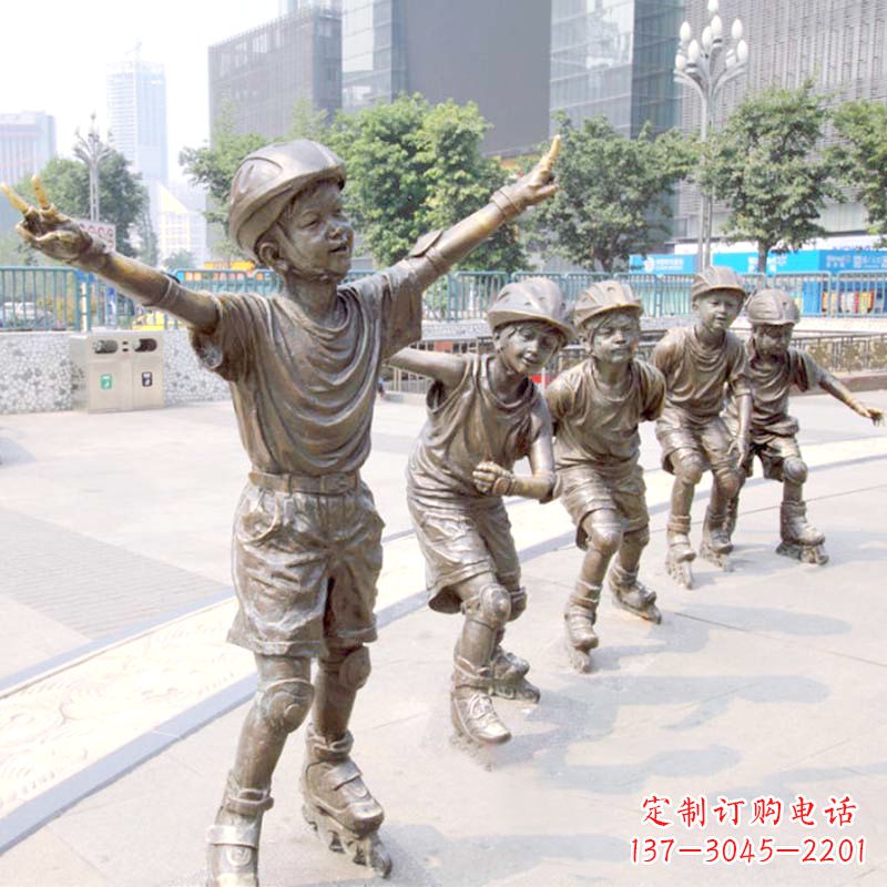 聊城精致巧雕的滑旱冰小孩雕塑