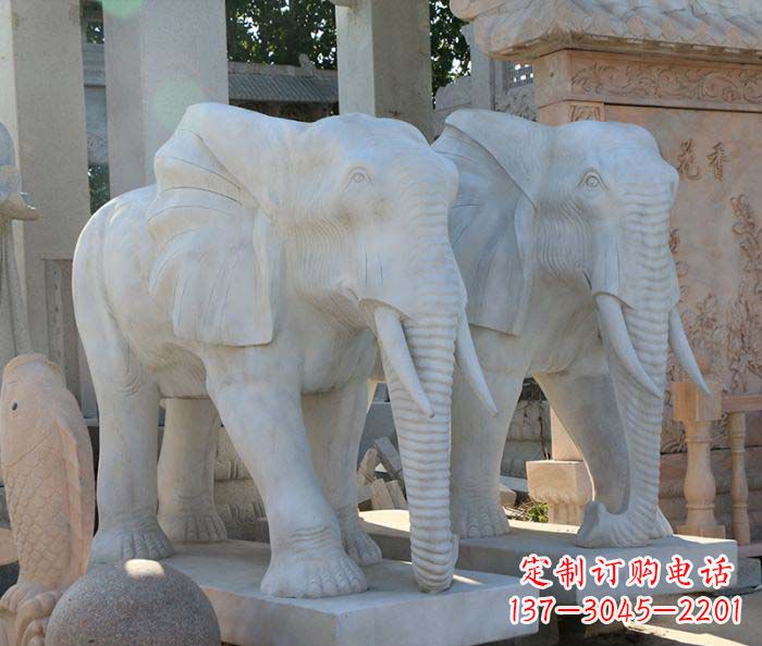 聊城广场景观大理石大象石雕 (3)