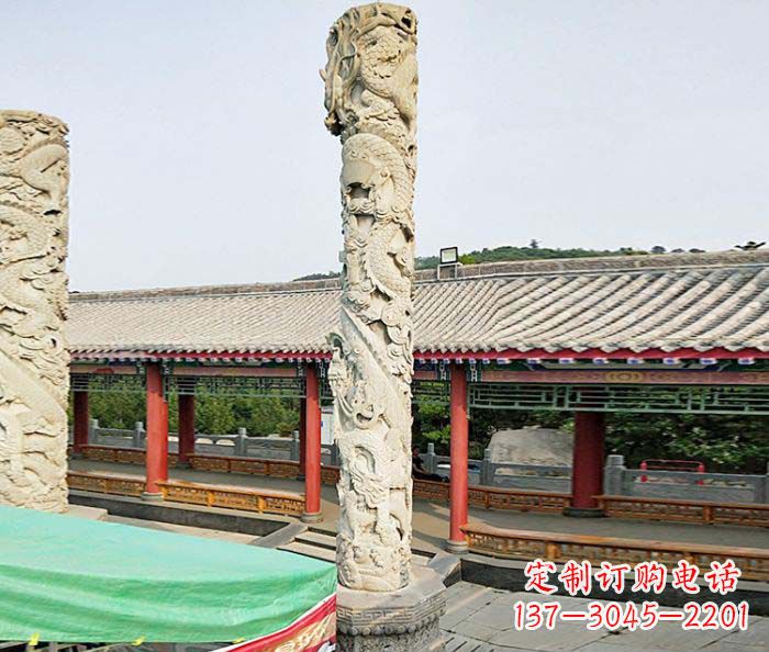 聊城广场景观大理石龙柱石雕 (2)