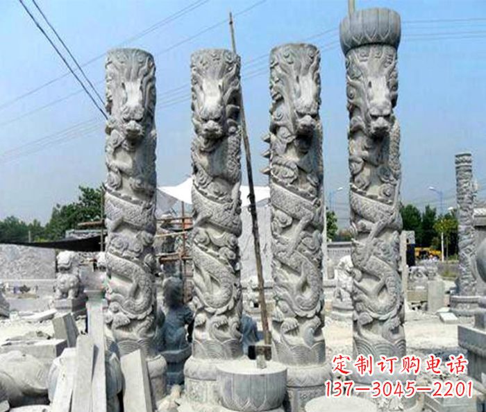 聊城广场景观大理石龙柱石雕 (4)