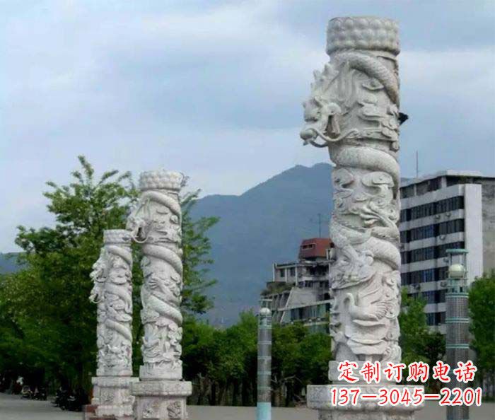 聊城广场景观大理石龙柱石雕 (3)