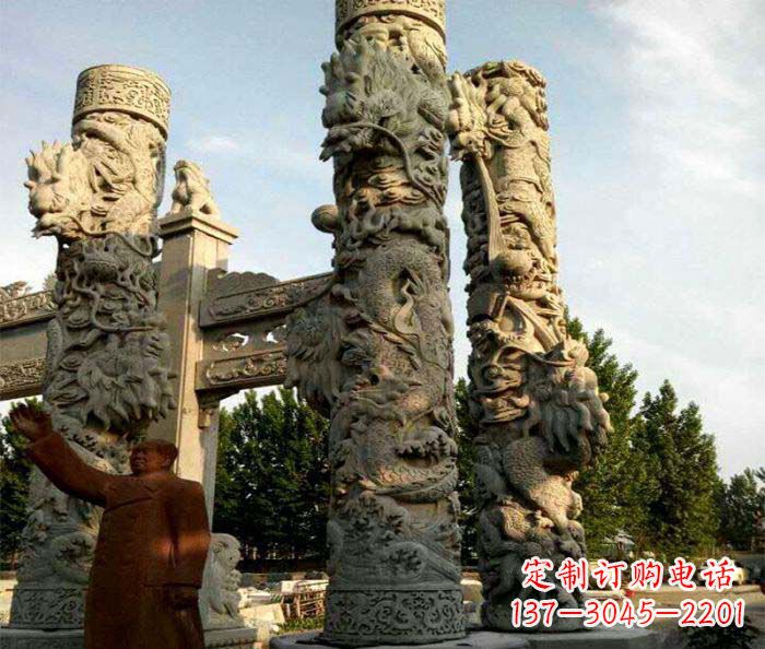 聊城广场景观大理石龙柱石雕