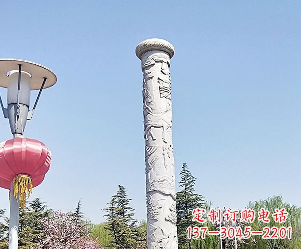 聊城广场景观大理石龙柱石雕 (6)