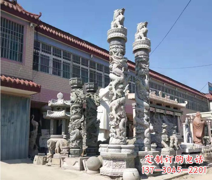 聊城广场景观大理石龙柱石雕_1