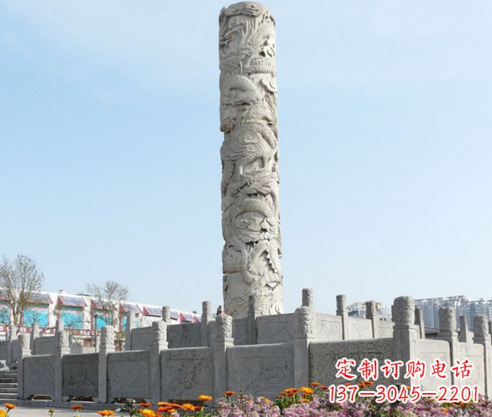 聊城广场景观大理石龙柱石雕,展现神秘传统风采