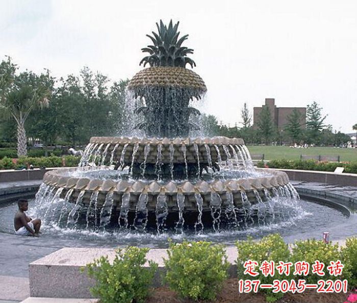 聊城广场景观大型菠萝喷泉石雕