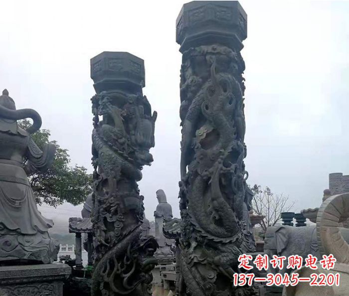 聊城安静传承-中领雕塑广场景观仿古盘龙柱石雕
