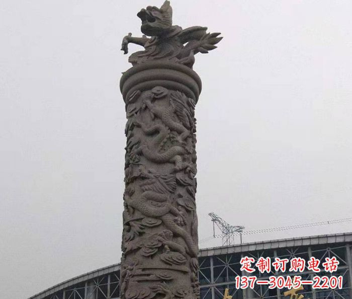聊城中领雕塑|仿古盘龙柱石雕