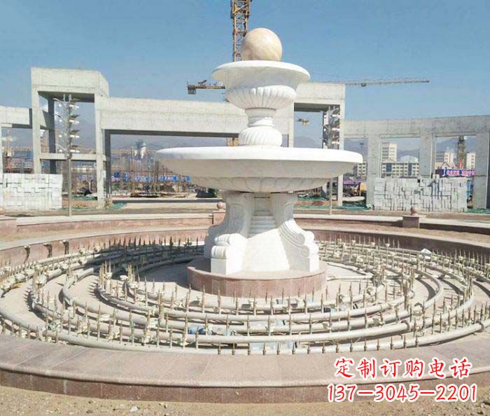 聊城广场景观汉白玉风水球喷泉石雕