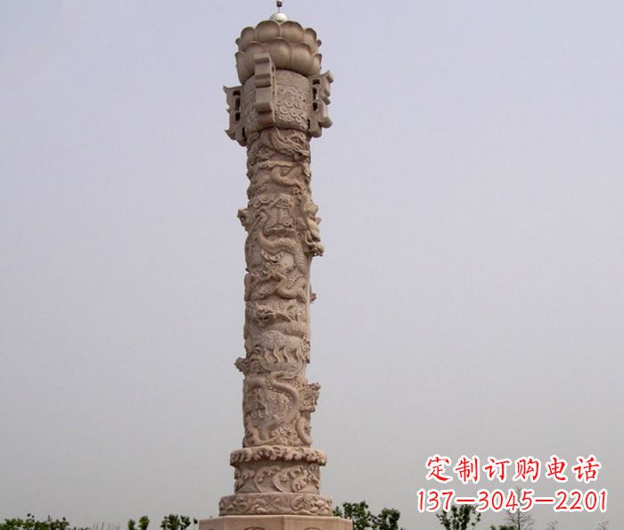聊城领雕塑制作精美的红石龙柱雕塑