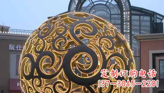 聊城镂空球形喷泉雕塑无锈钢精美装点空间