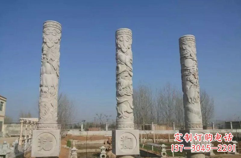 聊城广场十二生肖文化柱石雕