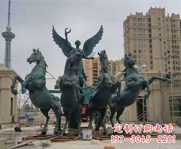 聊城中领雕塑:阿波罗战车铜雕精美华丽