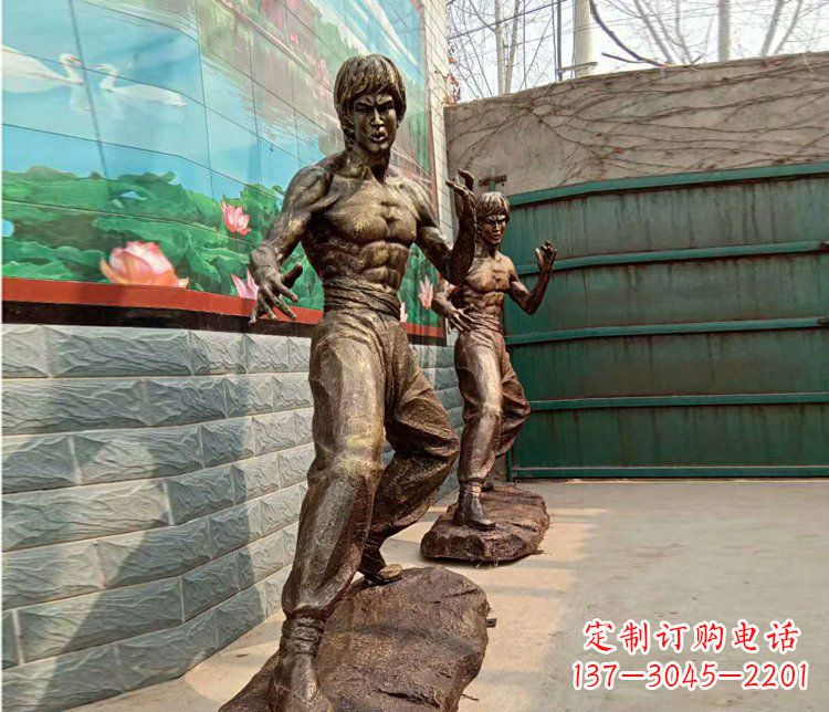 聊城广场铜雕李小龙小品雕塑