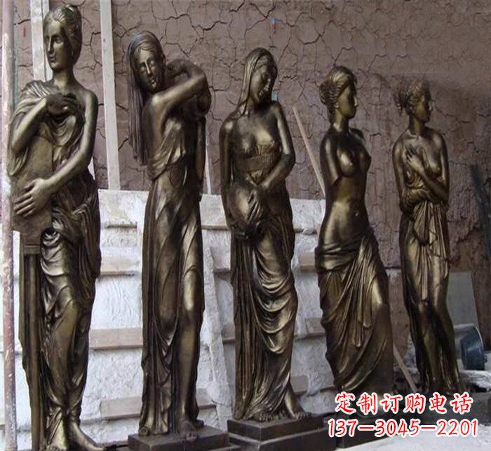 聊城浪漫美女装饰铜雕四方