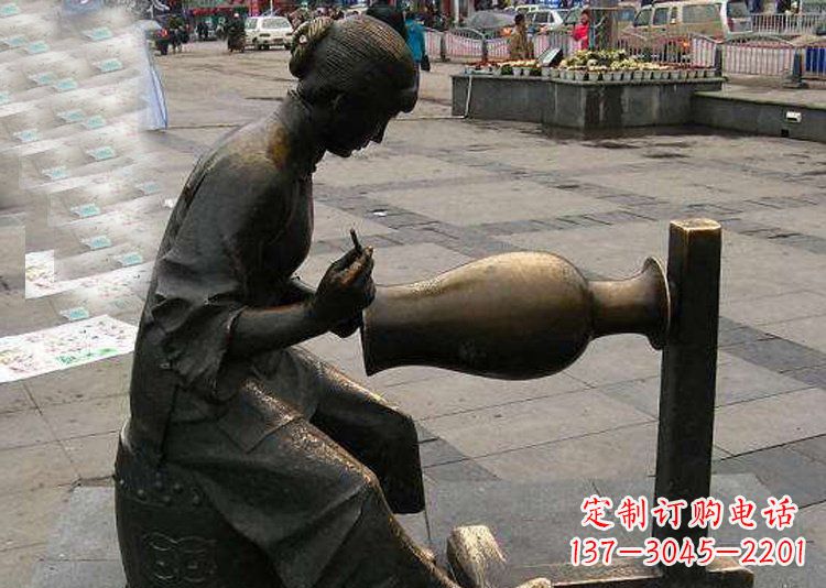 聊城领雕塑铜质花盆雕塑