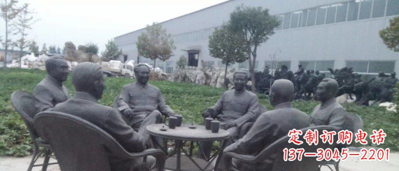 聊城广场伟人喝茶人物铜雕